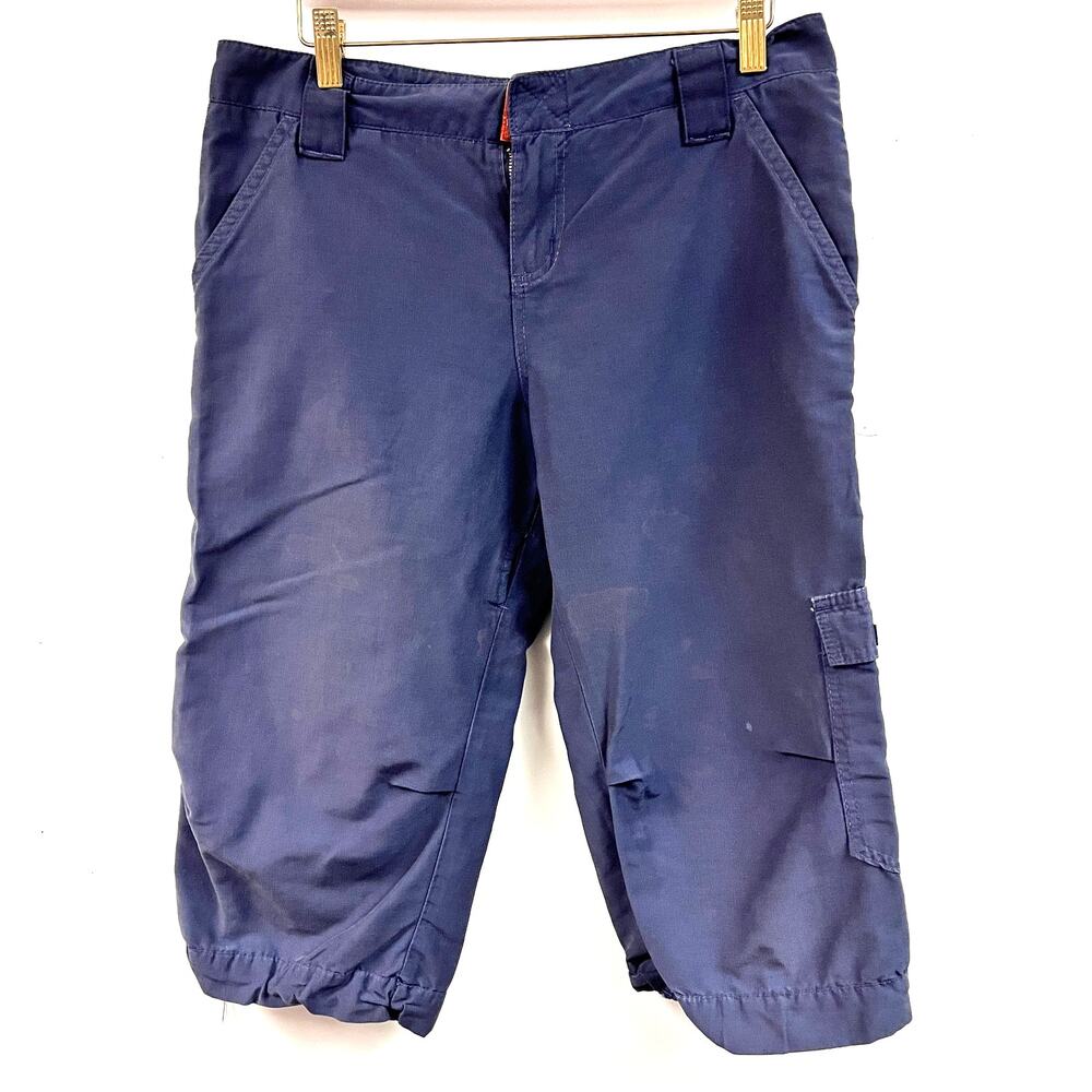 Vintage 2000's Hurley low rise baggy toggle hem cargo capris navy blue sz 7